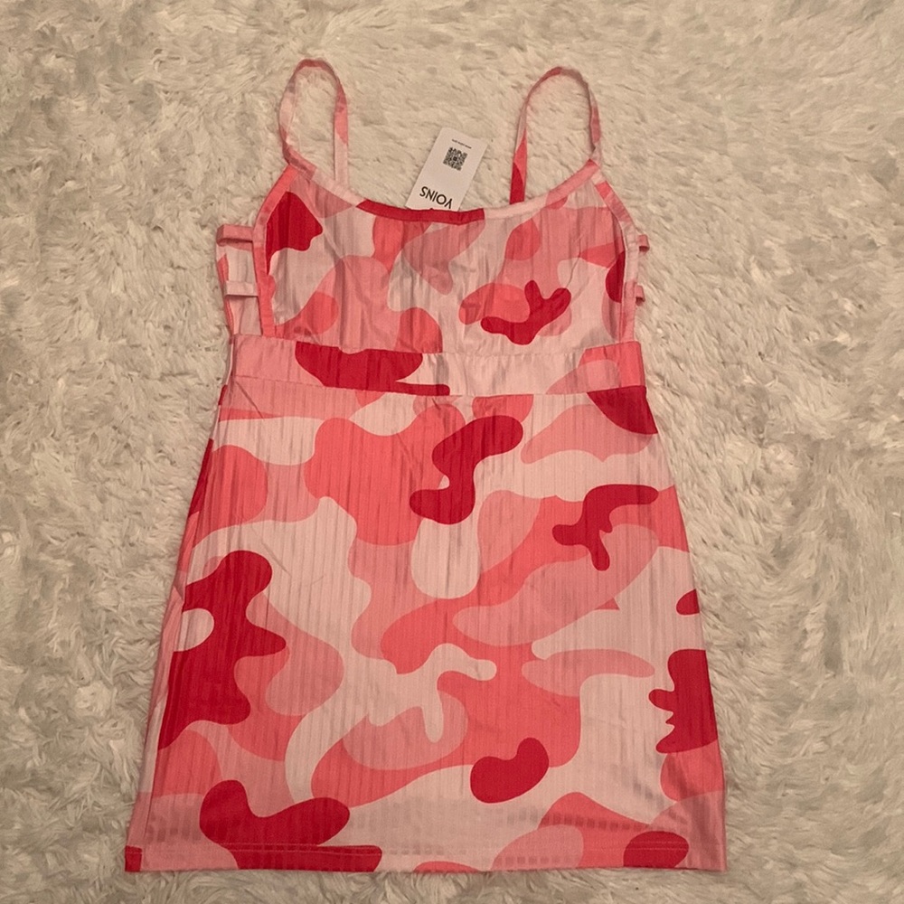 YOINS pink camo mini dress size L NWT